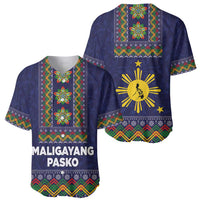 Philippines Merry Christmas Baseball Jersey Maligayang Pasko with Parol and Xmas Pattern Barong Style LT03 - Polynesian Pride