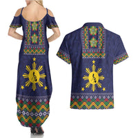 Philippines Merry Christmas Couples Matching Summer Maxi Dress and Hawaiian Shirt Maligayang Pasko with Parol and Xmas Pattern Barong Style LT03 - Polynesian Pride