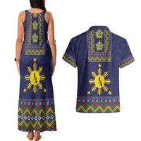 Philippines Merry Christmas Couples Matching Tank Maxi Dress and Hawaiian Shirt Maligayang Pasko with Parol and Xmas Pattern Barong Style LT03 - Polynesian Pride