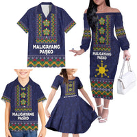 Philippines Merry Christmas Family Matching Off The Shoulder Long Sleeve Dress and Hawaiian Shirt Maligayang Pasko with Parol and Xmas Pattern Barong Style LT03 - Polynesian Pride