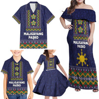 Philippines Merry Christmas Family Matching Off Shoulder Maxi Dress and Hawaiian Shirt Maligayang Pasko with Parol and Xmas Pattern Barong Style LT03 - Polynesian Pride