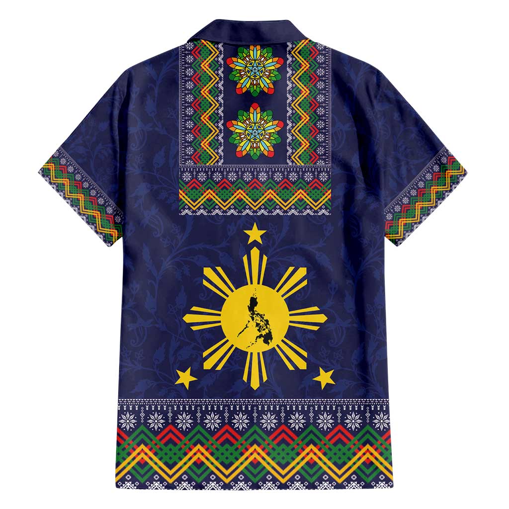 Philippines Merry Christmas Family Matching Off Shoulder Short Dress and Hawaiian Shirt Maligayang Pasko with Parol and Xmas Pattern Barong Style LT03 - Polynesian Pride