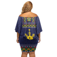 Philippines Merry Christmas Family Matching Off Shoulder Short Dress and Hawaiian Shirt Maligayang Pasko with Parol and Xmas Pattern Barong Style LT03 - Polynesian Pride