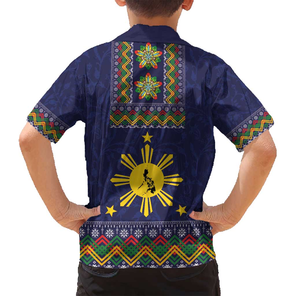 Philippines Merry Christmas Family Matching Tank Maxi Dress and Hawaiian Shirt Maligayang Pasko with Parol and Xmas Pattern Barong Style LT03 - Polynesian Pride