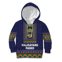 Philippines Merry Christmas Kid Hoodie Maligayang Pasko with Parol and Xmas Pattern Barong Style LT03 Hoodie Blue - Polynesian Pride