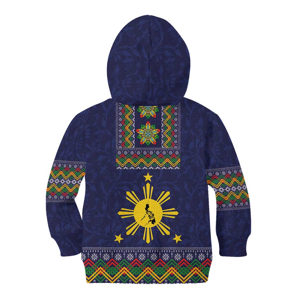 Philippines Merry Christmas Kid Hoodie Maligayang Pasko with Parol and Xmas Pattern Barong Style LT03 - Polynesian Pride