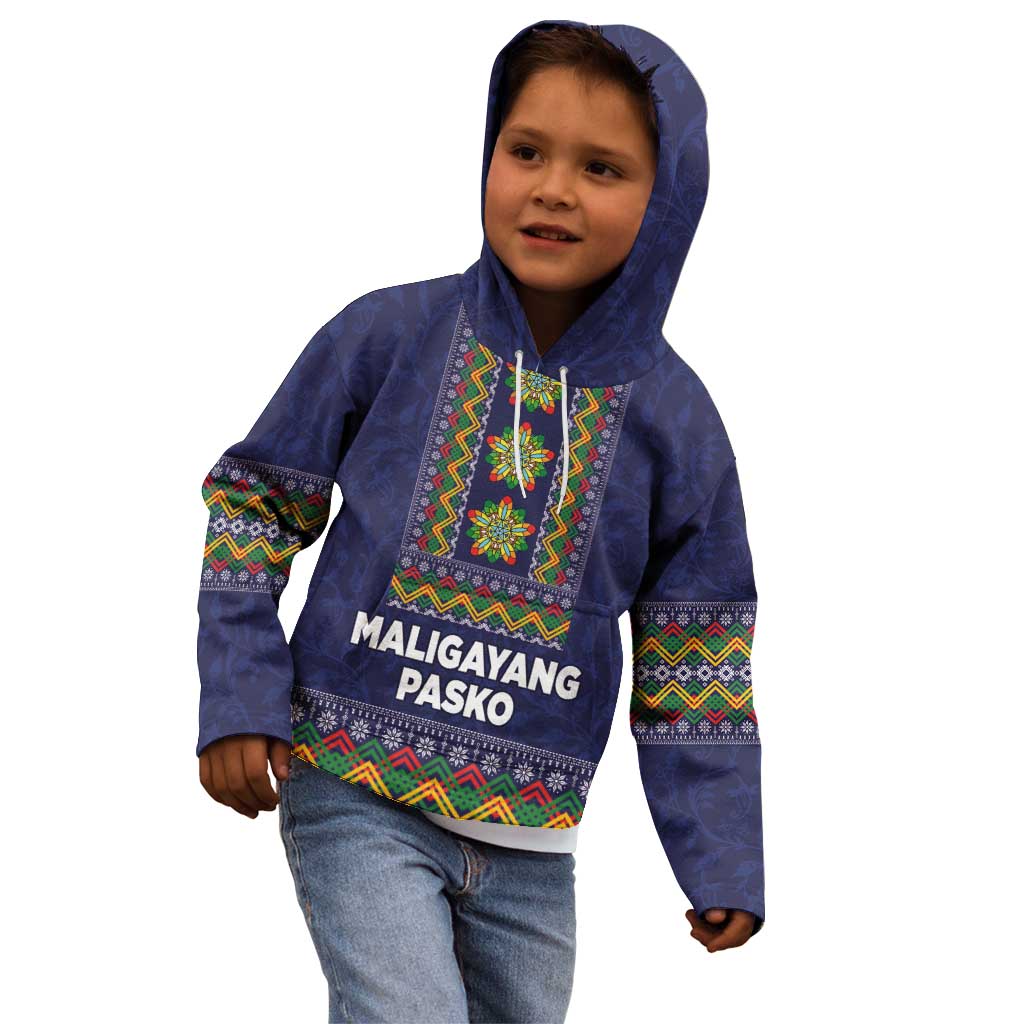 Philippines Merry Christmas Kid Hoodie Maligayang Pasko with Parol and Xmas Pattern Barong Style LT03 - Polynesian Pride