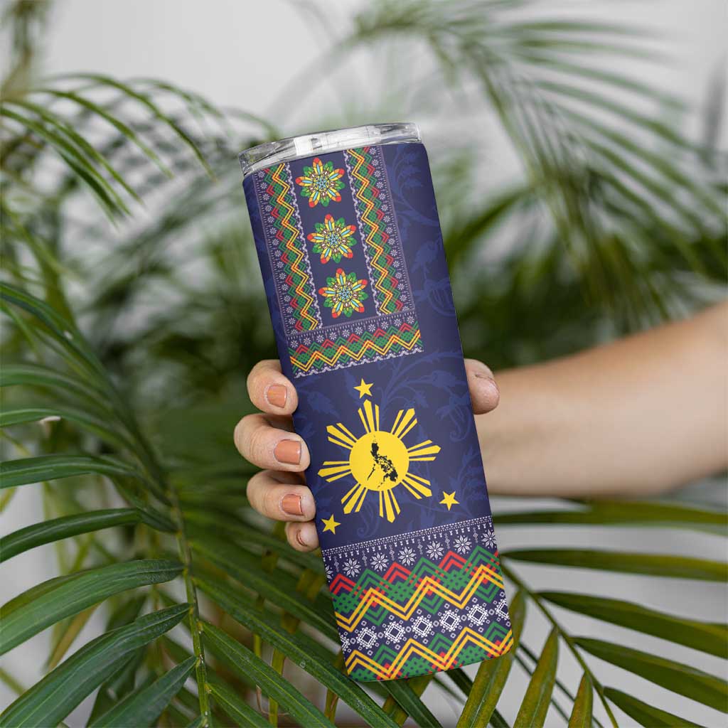 Philippines Merry Christmas Skinny Tumbler Maligayang Pasko with Parol and Xmas Pattern Barong Style LT03 - Polynesian Pride