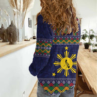Philippines Merry Christmas Women Casual Shirt Maligayang Pasko with Parol and Xmas Pattern Barong Style LT03 - Polynesian Pride
