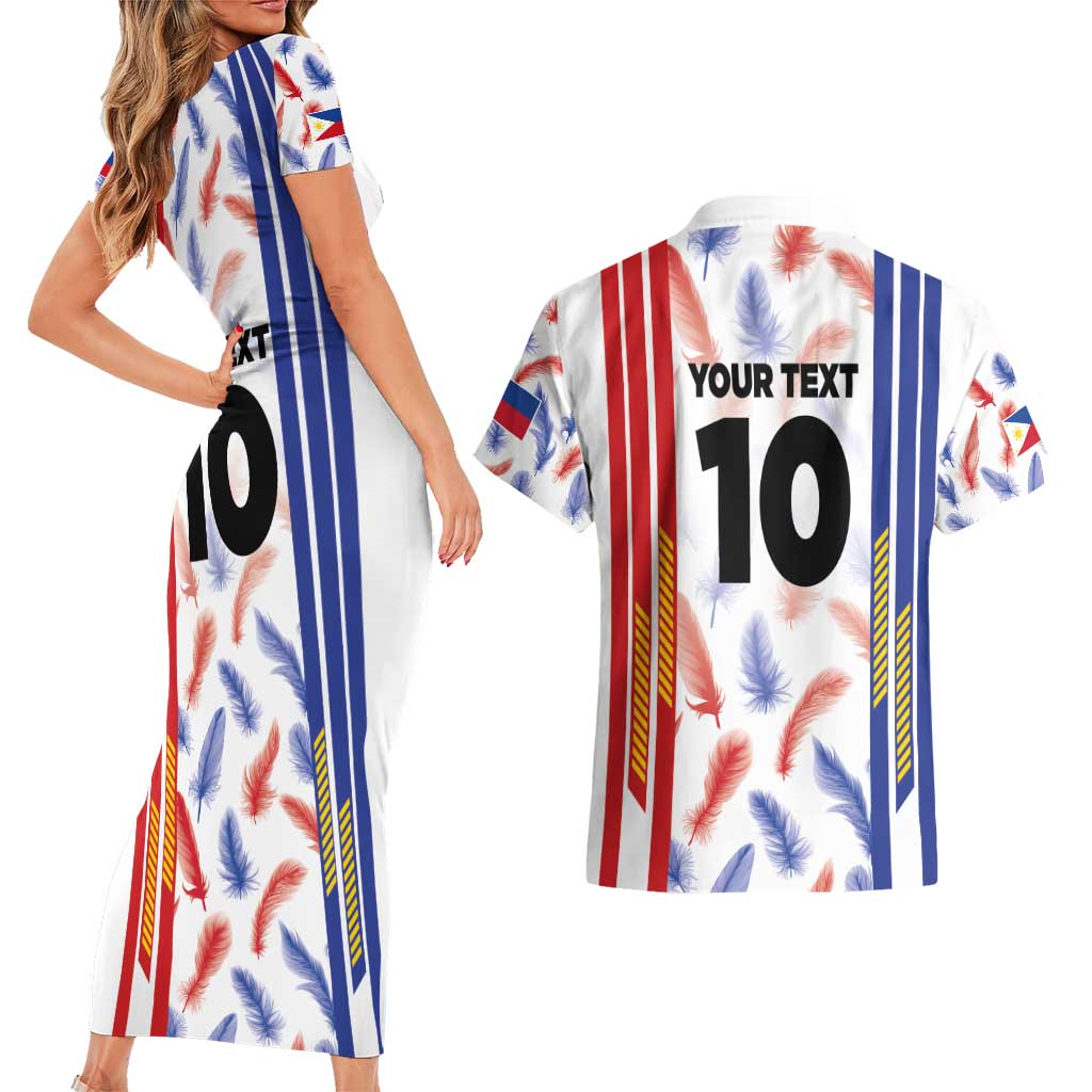 Custom Philippines Champions Football Jersey Couples Matching Short Sleeve Bodycon Dress and Hawaiian Shirt LT03 - Polynesian Pride