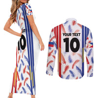 Custom Philippines Champions Football Jersey Couples Matching Short Sleeve Bodycon Dress and Long Sleeve Button Shirt LT03 - Polynesian Pride