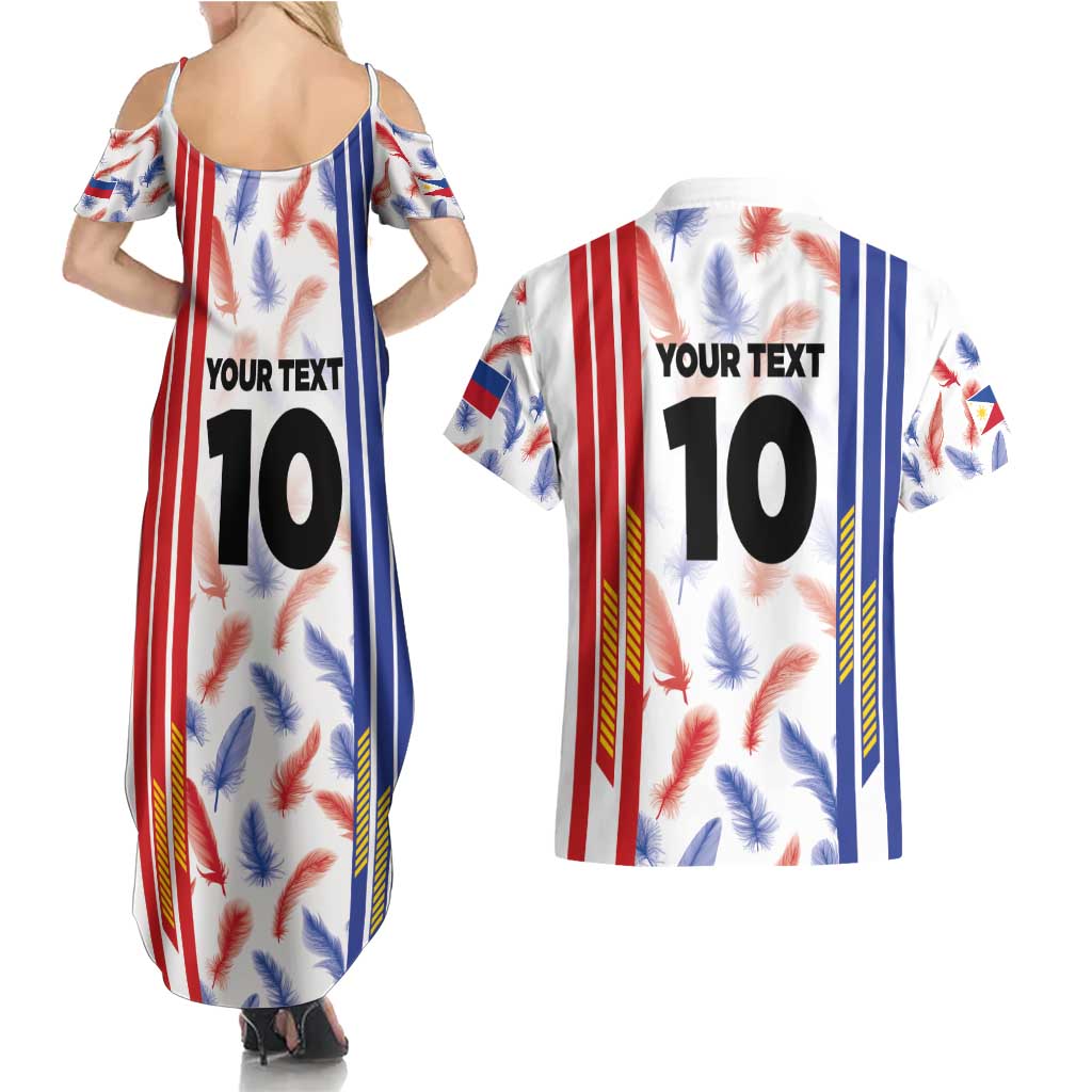 Custom Philippines Champions Football Jersey Couples Matching Summer Maxi Dress and Hawaiian Shirt LT03 - Polynesian Pride