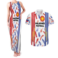 Custom Philippines Champions Football Jersey Couples Matching Tank Maxi Dress and Hawaiian Shirt LT03 White - Polynesian Pride