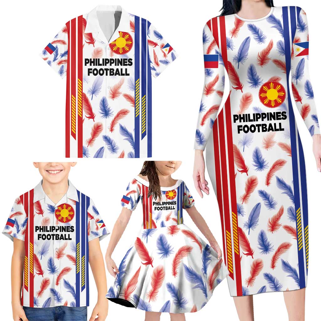 Custom Philippines Champions Football Jersey Family Matching Long Sleeve Bodycon Dress and Hawaiian Shirt LT03 - Polynesian Pride