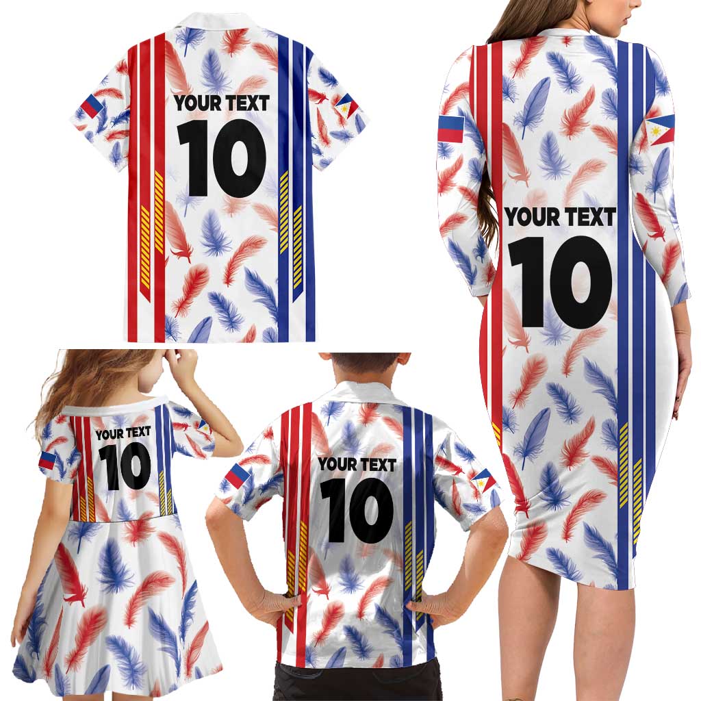 Custom Philippines Champions Football Jersey Family Matching Long Sleeve Bodycon Dress and Hawaiian Shirt LT03 - Polynesian Pride