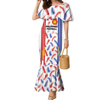 Custom Philippines Champions Football Jersey Family Matching Mermaid Dress and Hawaiian Shirt LT03 Mom's Dress White - Polynesian Pride
