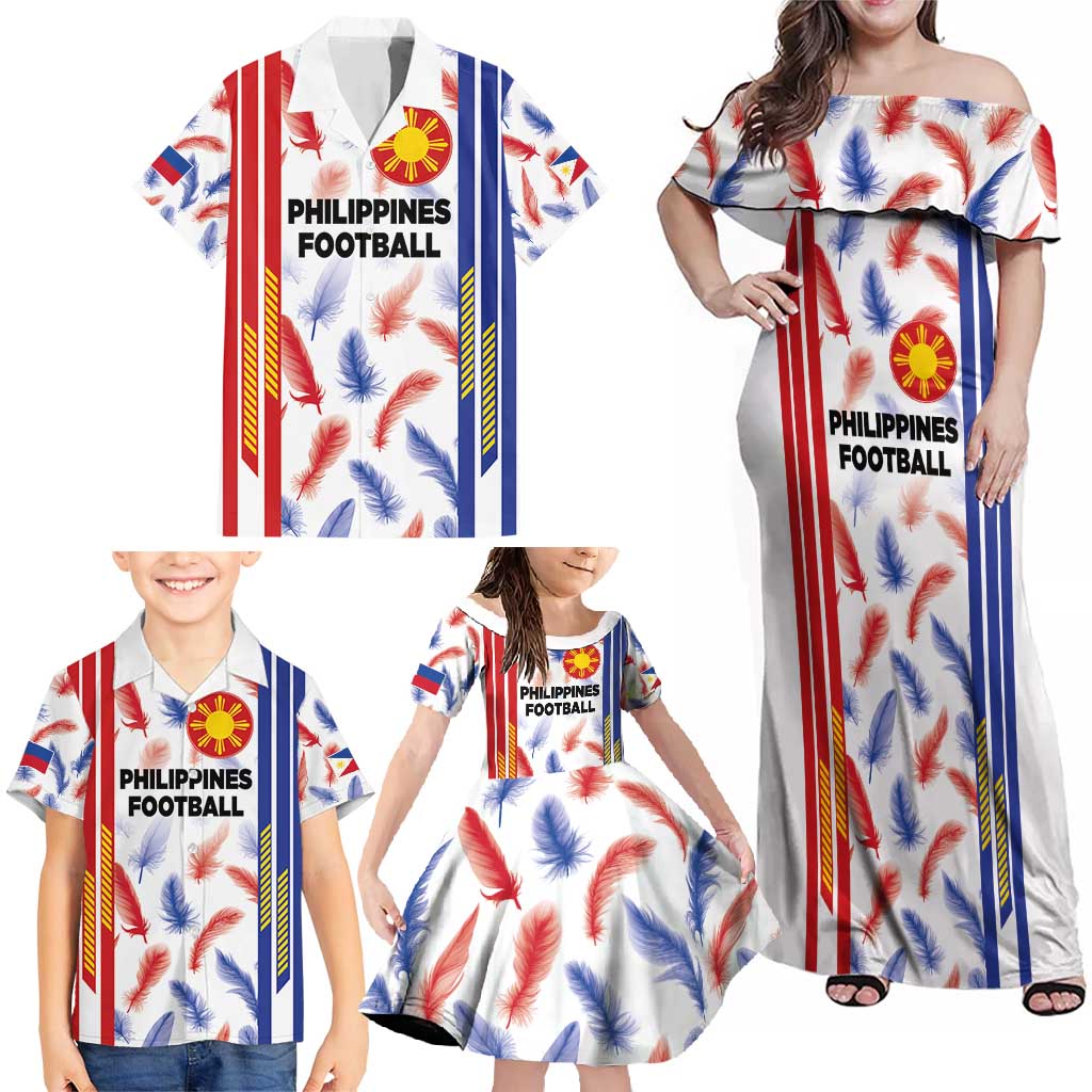 Custom Philippines Champions Football Jersey Family Matching Off Shoulder Maxi Dress and Hawaiian Shirt LT03 - Polynesian Pride