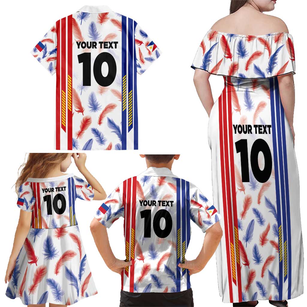 Custom Philippines Champions Football Jersey Family Matching Off Shoulder Maxi Dress and Hawaiian Shirt LT03 - Polynesian Pride