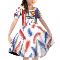 Custom Philippines Champions Football Jersey Family Matching Off Shoulder Short Dress and Hawaiian Shirt LT03 Daughter's Dress White - Polynesian Pride