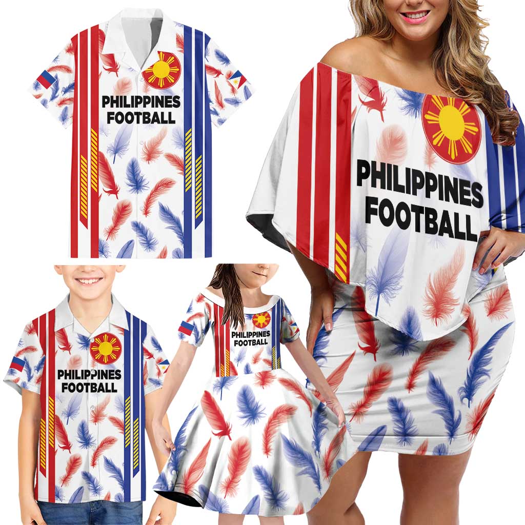 Custom Philippines Champions Football Jersey Family Matching Off Shoulder Short Dress and Hawaiian Shirt LT03 - Polynesian Pride