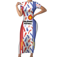 Custom Philippines Champions Football Jersey Family Matching Short Sleeve Bodycon Dress and Hawaiian Shirt LT03 Mom's Dress White - Polynesian Pride