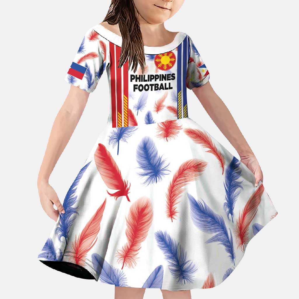 Custom Philippines Champions Football Jersey Family Matching Summer Maxi Dress and Hawaiian Shirt LT03 Daughter's Dress White - Polynesian Pride