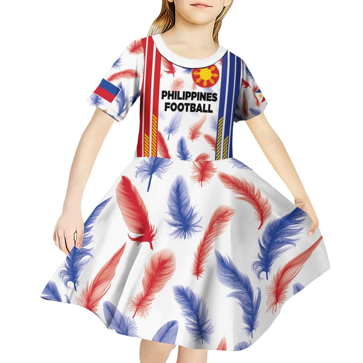 Custom Philippines Champions Football Jersey Kid Short Sleeve Dress