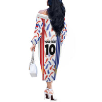 Custom Philippines Champions Football Jersey Off The Shoulder Long Sleeve Dress