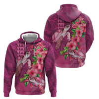 Hawaiian Turtle Love Couple Hoodie - Sweet Hibiscus and Kakau Pattern Rose Color LT03 - Polynesian Pride
