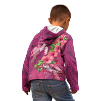 Hawaiian Turtle Love Couple Kid Hoodie - Sweet Hibiscus and Kakau Pattern Rose Color LT03 - Polynesian Pride