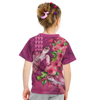 Hawaiian Turtle Love Couple Kid T Shirt - Sweet Hibiscus and Kakau Pattern Rose Color LT03 - Polynesian Pride