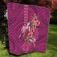 Hawaiian Turtle Love Couple Quilt - Sweet Hibiscus and Kakau Pattern Rose Color LT03 - Polynesian Pride