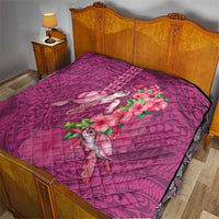 Hawaiian Turtle Love Couple Quilt - Sweet Hibiscus and Kakau Pattern Rose Color LT03 - Polynesian Pride