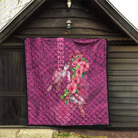 Hawaiian Turtle Love Couple Quilt - Sweet Hibiscus and Kakau Pattern Rose Color LT03 - Polynesian Pride