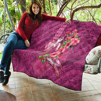 Hawaiian Turtle Love Couple Quilt - Sweet Hibiscus and Kakau Pattern Rose Color LT03 - Polynesian Pride