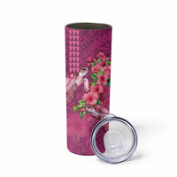 Hawaiian Turtle Love Couple Skinny Tumbler Sweet Hibiscus and Kakau Pattern Rose Color LT03 - Polynesian Pride