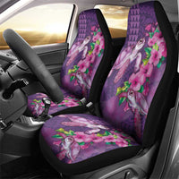Hawaiian Turtle Love Couple Car Seat Cover - Sweet Hibiscus and Kakau Pattern Deep Purple Color LT03 - Polynesian Pride
