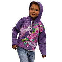 Hawaiian Turtle Love Couple Kid Hoodie - Sweet Hibiscus and Kakau Pattern Deep Purple Color LT03 - Polynesian Pride