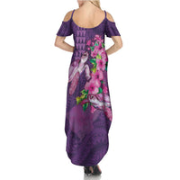 Hawaiian Turtle Love Couple Summer Maxi Dress - Sweet Hibiscus and Kakau Pattern Deep Purple Color LT03 - Polynesian Pride