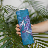 Hawaiian Turtle Love Couple Skinny Tumbler Sweet Hibiscus and Kakau Pattern Sapphire Color LT03 - Polynesian Pride