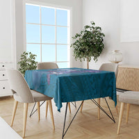 Hawaiian Turtle Love Couple Tablecloth - Sweet Hibiscus and Kakau Pattern Sapphire Color LT03 - Polynesian Pride