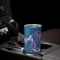 Hawaiian Turtle Love Couple Tumbler Cup Sweet Hibiscus and Kakau Pattern Sapphire Color LT03 - Polynesian Pride