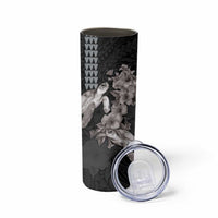 Hawaiian Turtle Love Couple Skinny Tumbler Sweet Hibiscus and Kakau Pattern Grayscale Color LT03 - Polynesian Pride