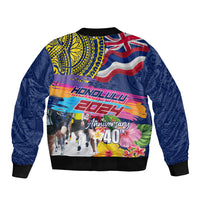 Hawaii Great Aloha Run 40th Anniversary Bomber Jacket Hibiscus and Kakau Pattern LT03 - Polynesian Pride