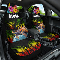 Hawaii Lei Day Car Seat Cover Hibiscus Wreath and Polynesian Pattern LT03 One Size Black - Polynesian Pride