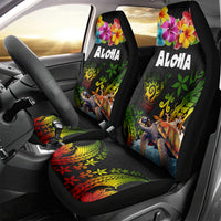 Hawaii Lei Day Car Seat Cover Hibiscus Wreath and Polynesian Pattern LT03 - Polynesian Pride