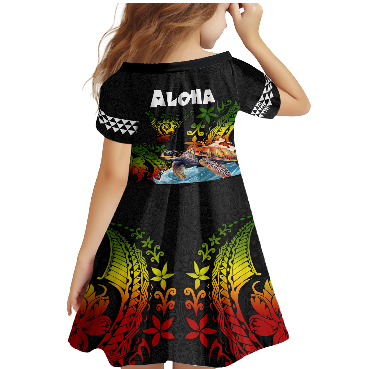 Hawaii Lei Day Family Matching Mermaid Dress and Hawaiian Shirt Hibiscus Wreath and Polynesian Pattern LT03 - Polynesian Pride