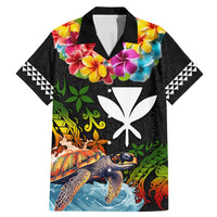 Hawaii Lei Day Family Matching Mermaid Dress and Hawaiian Shirt Hibiscus Wreath and Polynesian Pattern LT03 Dad's Shirt - Short Sleeve Black - Polynesian Pride