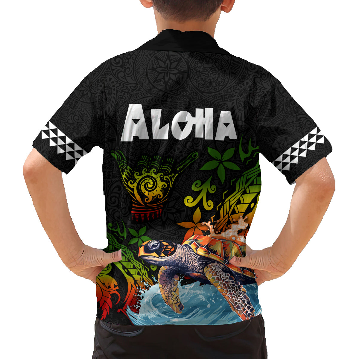 Hawaii Lei Day Family Matching Off Shoulder Maxi Dress and Hawaiian Shirt Hibiscus Wreath and Polynesian Pattern LT03 - Polynesian Pride