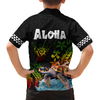 Hawaii Lei Day Family Matching Off Shoulder Maxi Dress and Hawaiian Shirt Hibiscus Wreath and Polynesian Pattern LT03 - Polynesian Pride